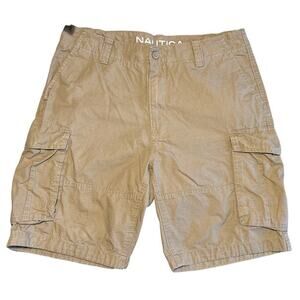 Nautica Men's Cargo Shorts 100% cotton Size 34 Tan Khaki Utility Gorpcore Hiking